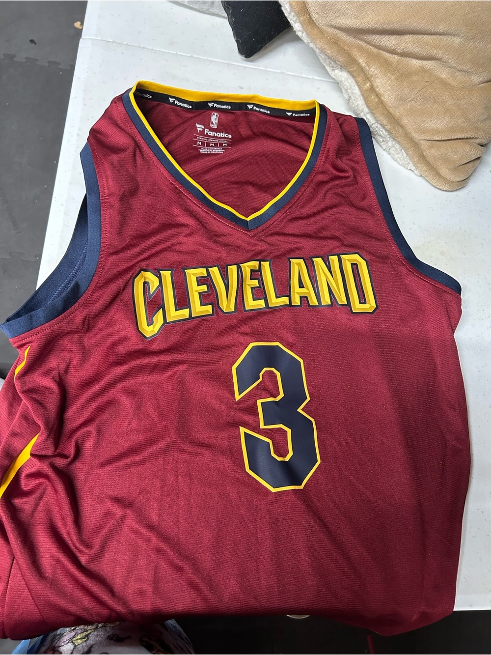 Fanatics Kids Cleveland Maroon & Yellow Basketball Jersey - Number 3